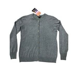 BYdesign Women's Medium Gray Button Front Cardigan Sweater Long Sleeve‎